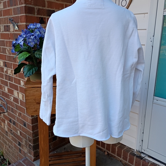 FRANK & EILEEN SZ S "EFFIE" USA CAPELET WIDE SOFT COTTON RAW HEM PULLOVER - Picture 5 of 9